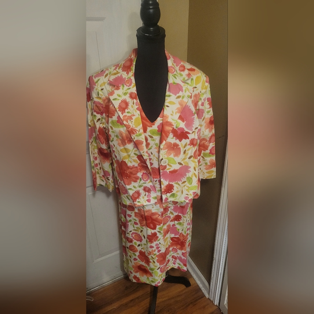 db Collection Floral Blazer and Dress Set, Size 18